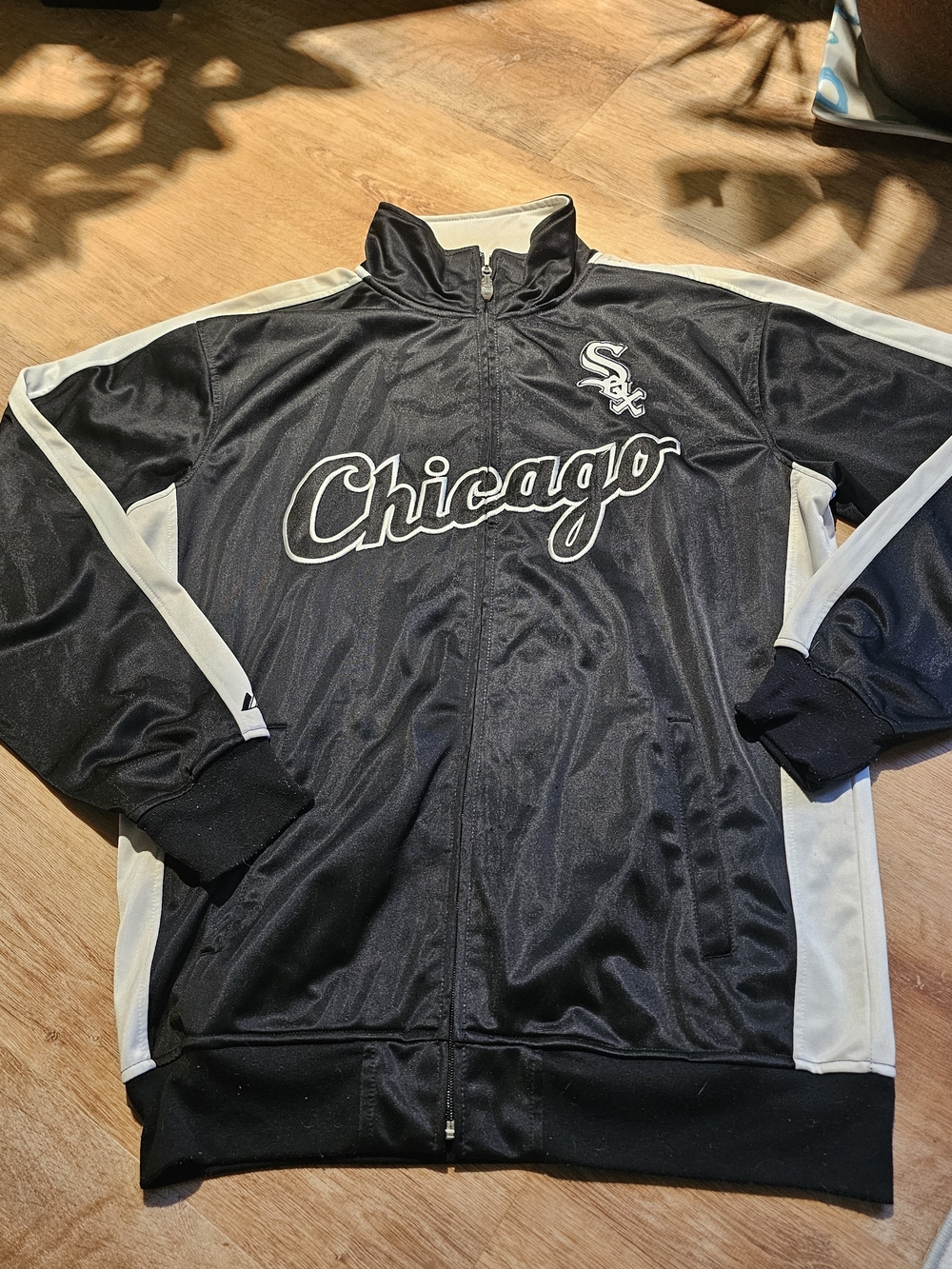 mens vintage Chicago White Sox full-zip track jacket Majestic large stained